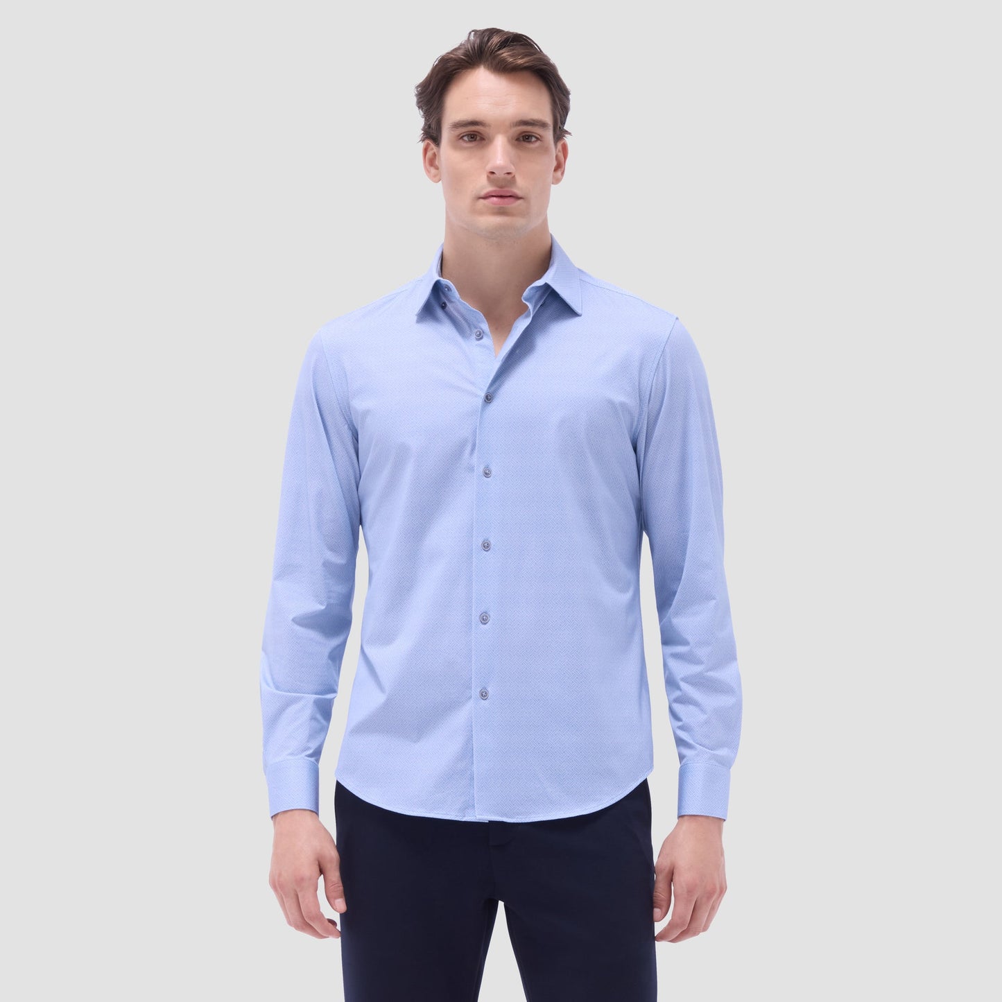 Bugatchi Jules Basketweave OoohCotton® Shirt Air Blue
