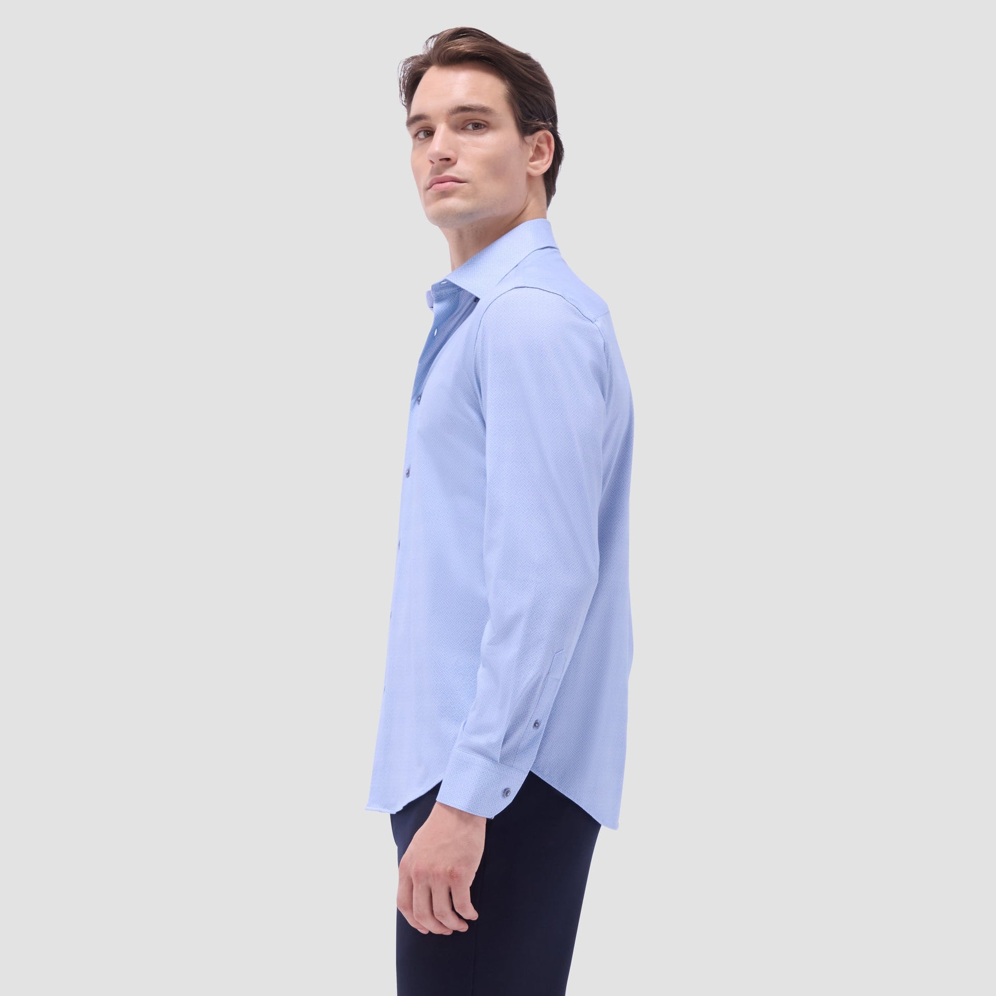 Bugatchi Jules Basketweave OoohCotton® Shirt Air Blue