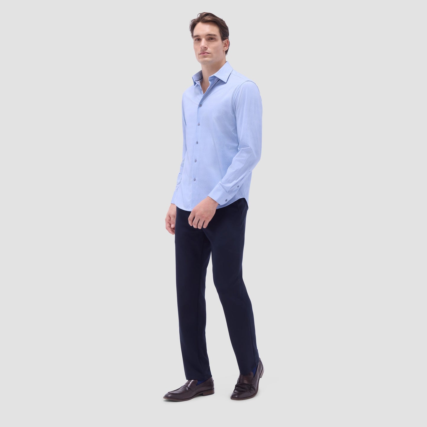 Bugatchi Jules Basketweave OoohCotton® Shirt Air Blue