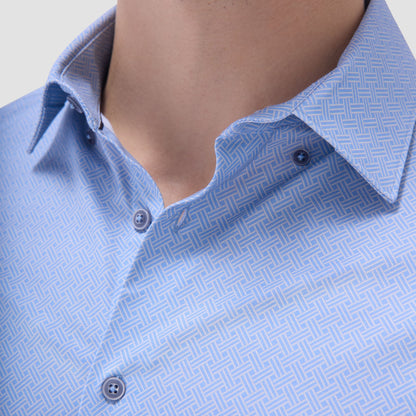 Bugatchi Jules Basketweave OoohCotton® Shirt Air Blue