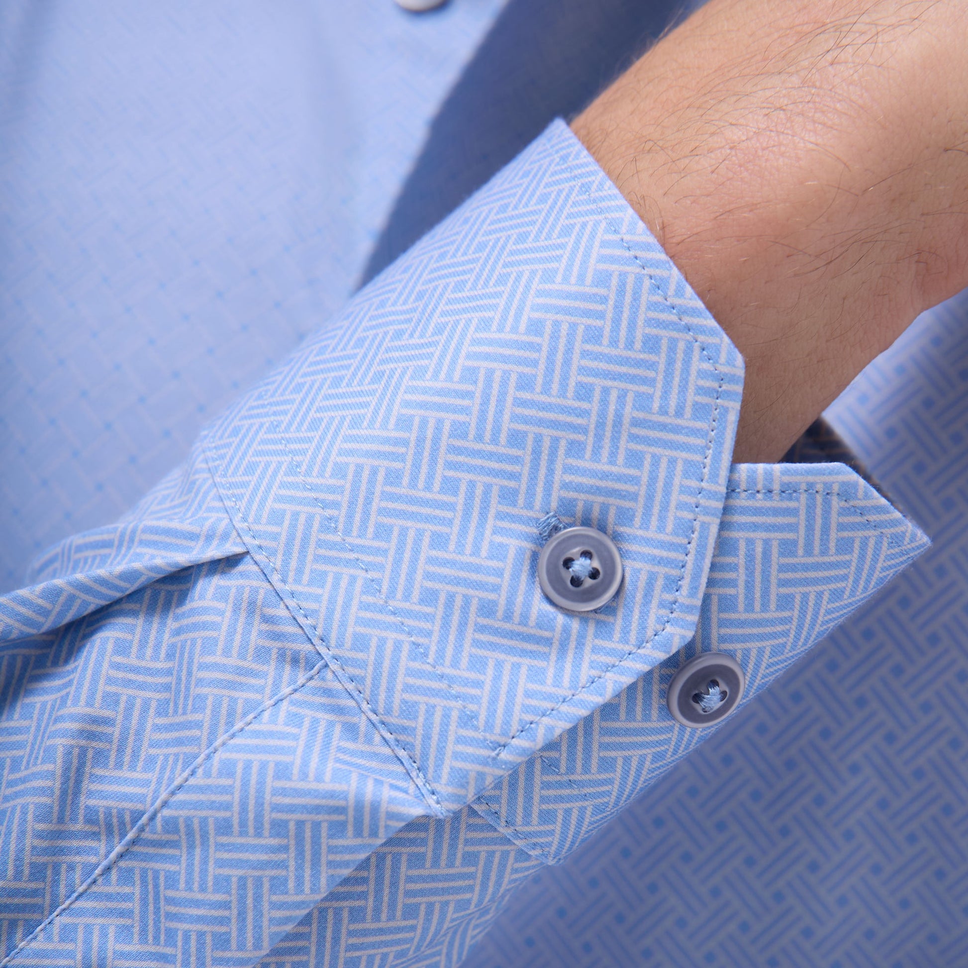 Bugatchi Jules Basketweave OoohCotton® Shirt Air Blue