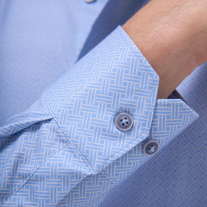 Bugatchi Jules Basketweave OoohCotton® Shirt Air Blue
