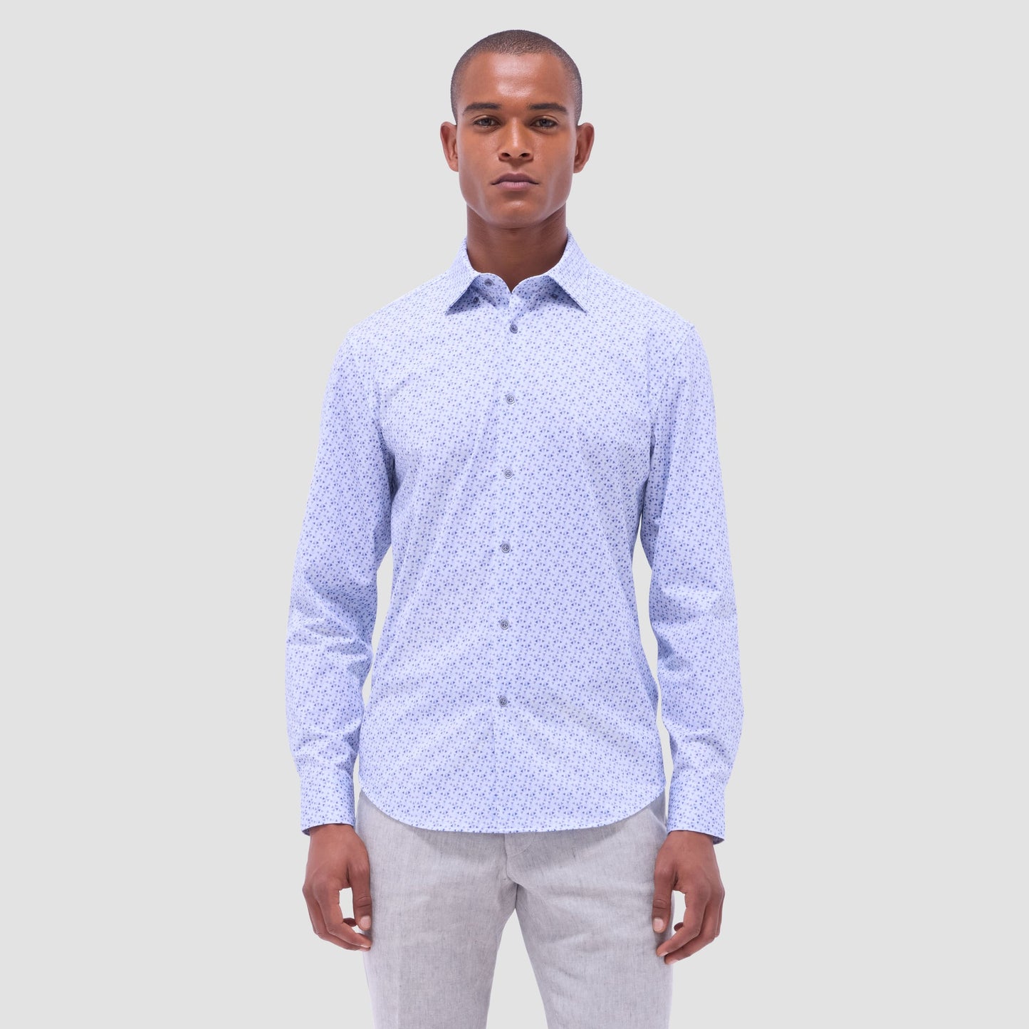 Bugatchi Jules Geometric OoohCotton® Shirt Air Blue