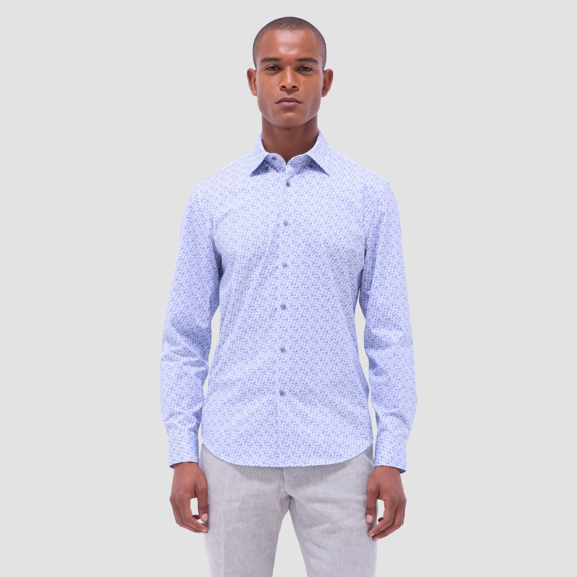 Bugatchi Jules Geometric OoohCotton® Shirt Air Blue