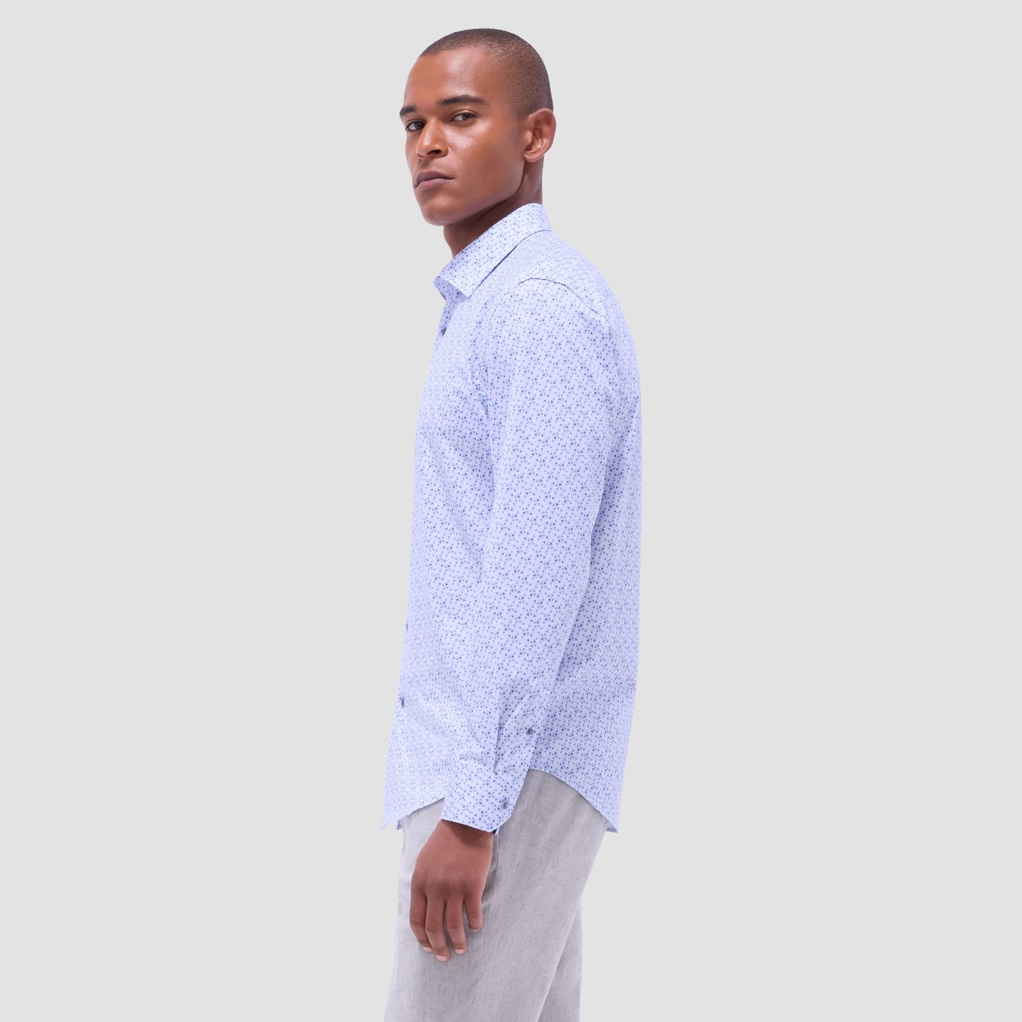 Bugatchi Jules Geometric OoohCotton® Shirt Air Blue