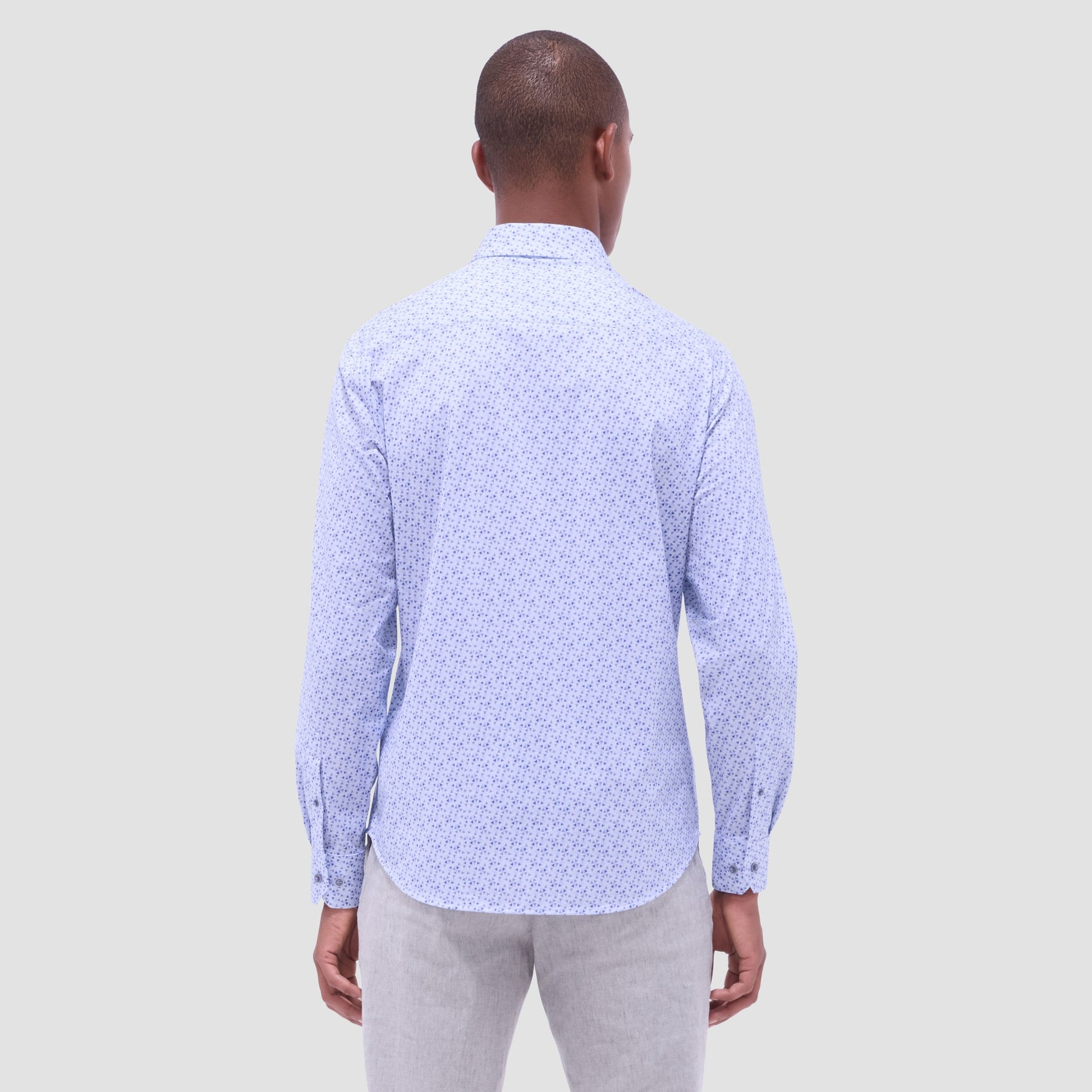 Bugatchi Jules Geometric OoohCotton® Shirt Air Blue