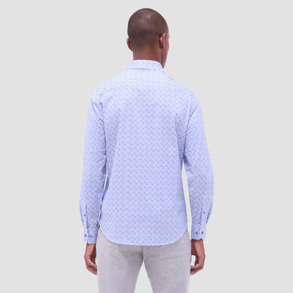 Bugatchi Jules Geometric OoohCotton® Shirt Air Blue