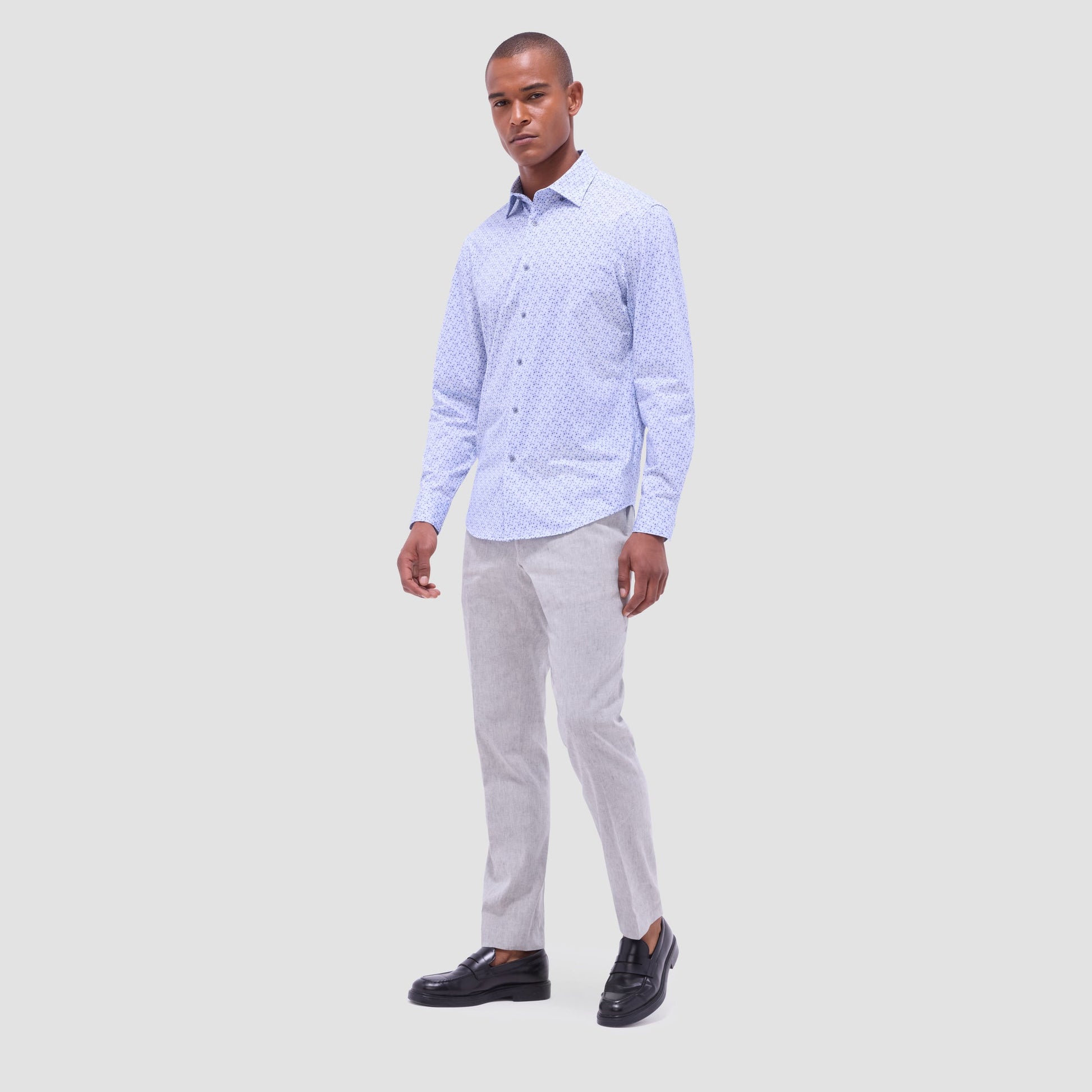 Bugatchi Jules Geometric OoohCotton® Shirt Air Blue