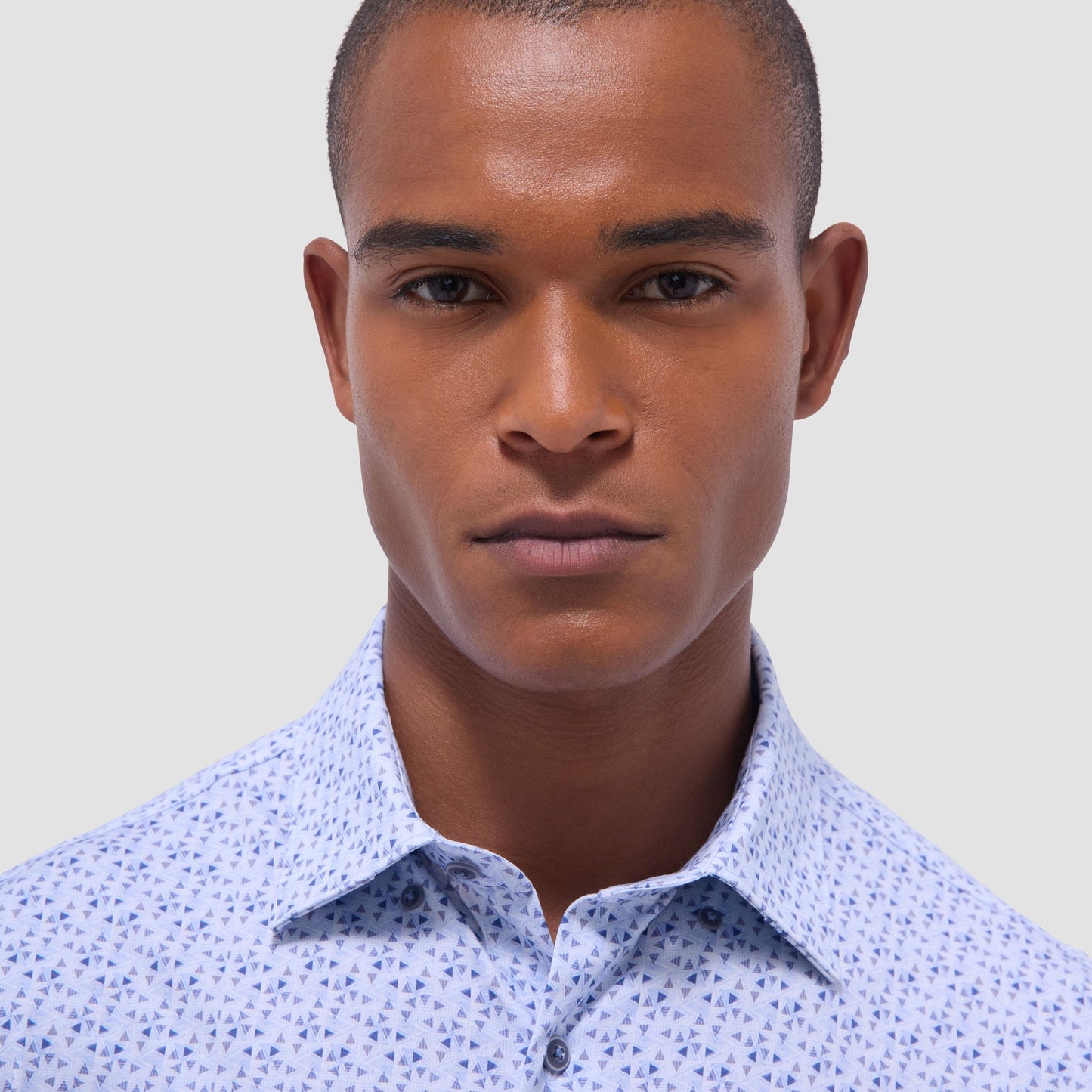 Bugatchi Jules Geometric OoohCotton® Shirt Air Blue
