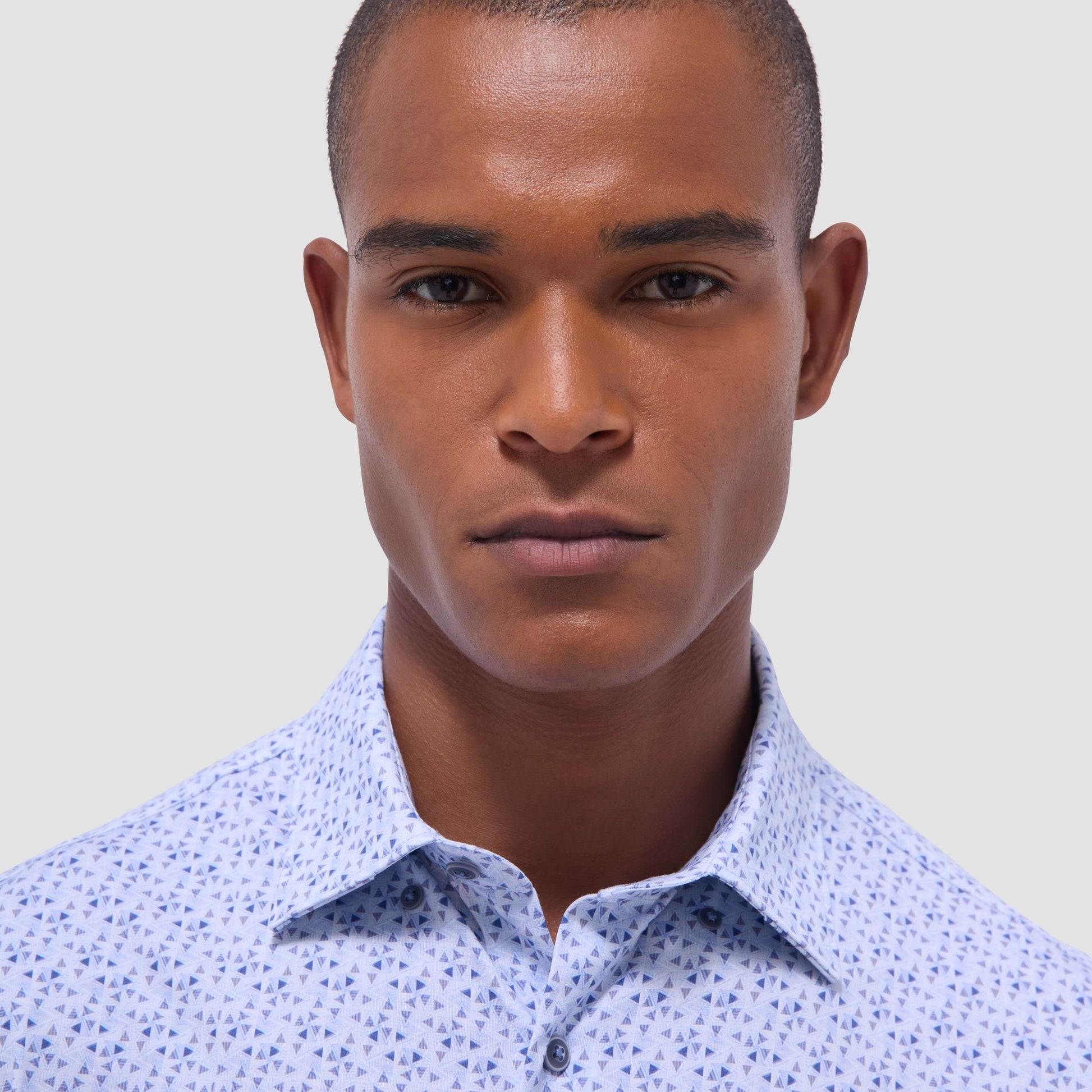 Bugatchi Jules Geometric OoohCotton® Shirt Air Blue
