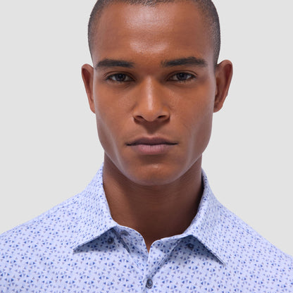 Bugatchi Jules Geometric OoohCotton® Shirt Air Blue