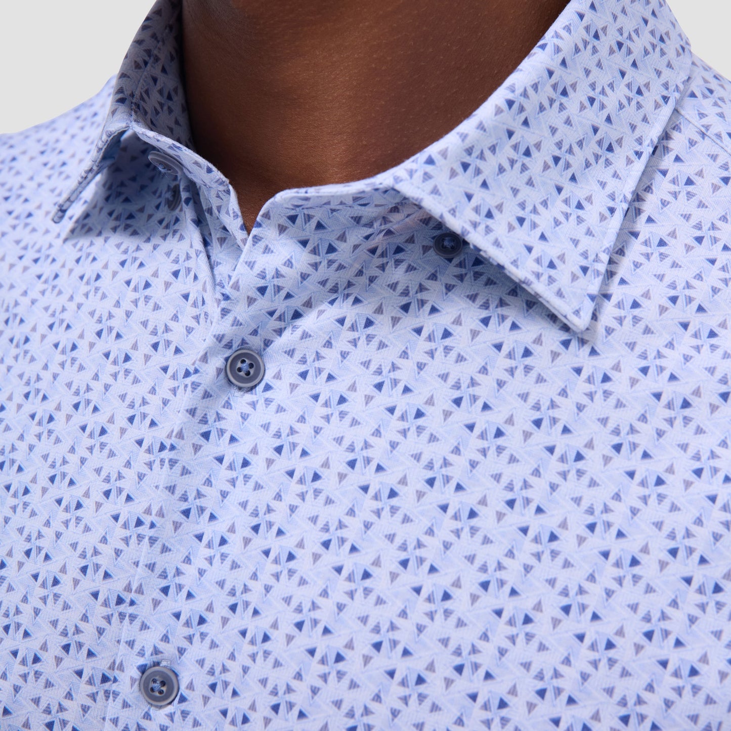 Bugatchi Jules Geometric OoohCotton® Shirt Air Blue
