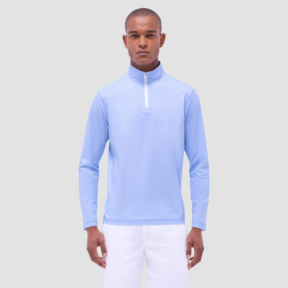 Bugatchi Anthony Cocktail OoohCotton® Quarter-Zip Pullover Air Blue