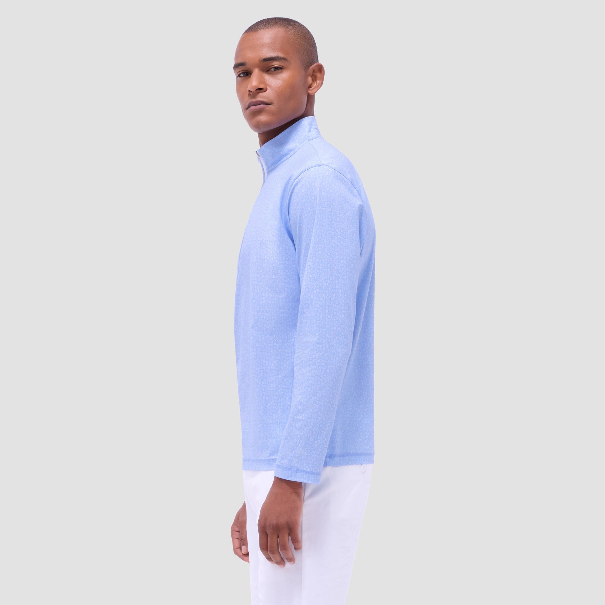 Bugatchi Anthony Cocktail OoohCotton® Quarter-Zip Pullover Air Blue