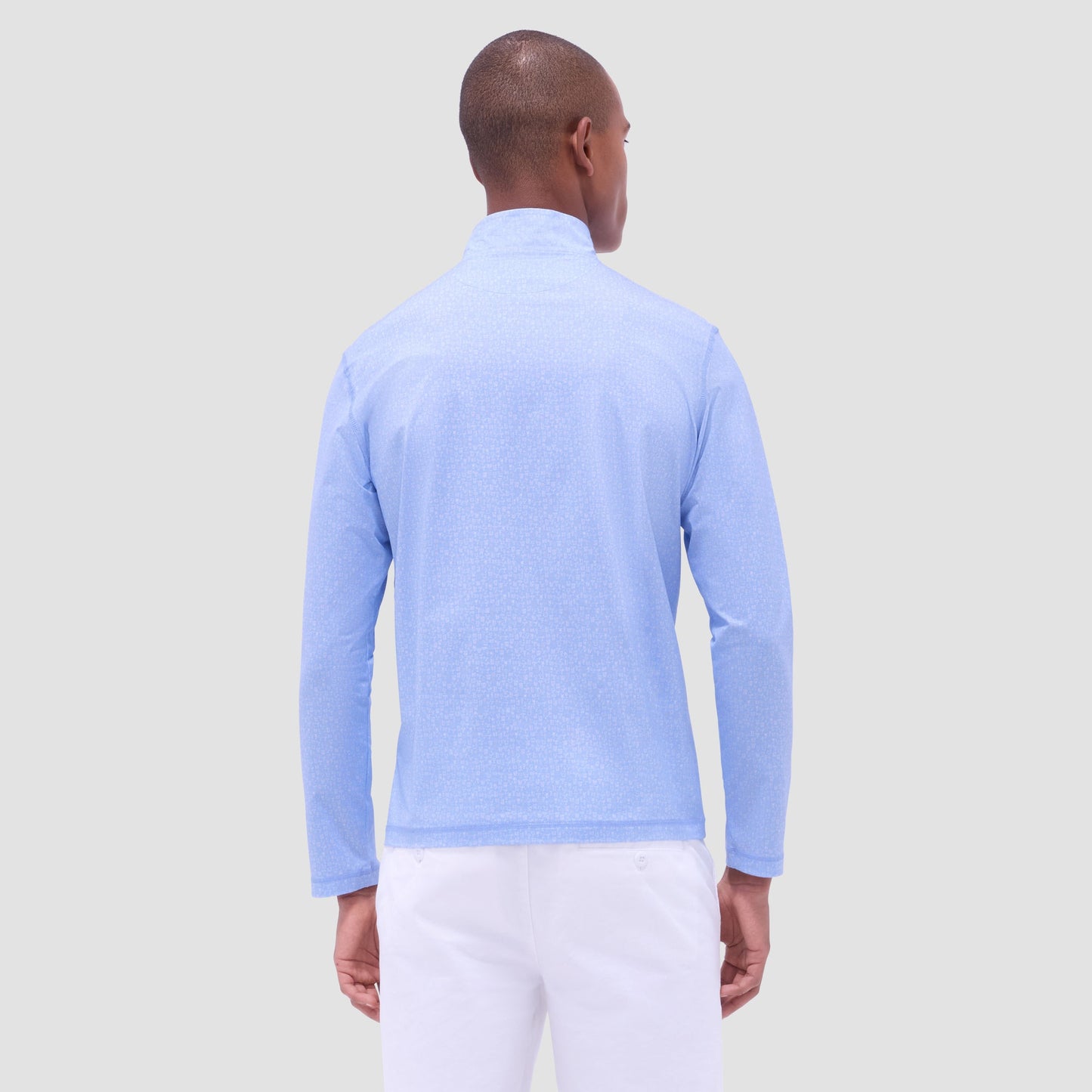 Bugatchi Anthony Cocktail OoohCotton® Quarter-Zip Pullover Air Blue