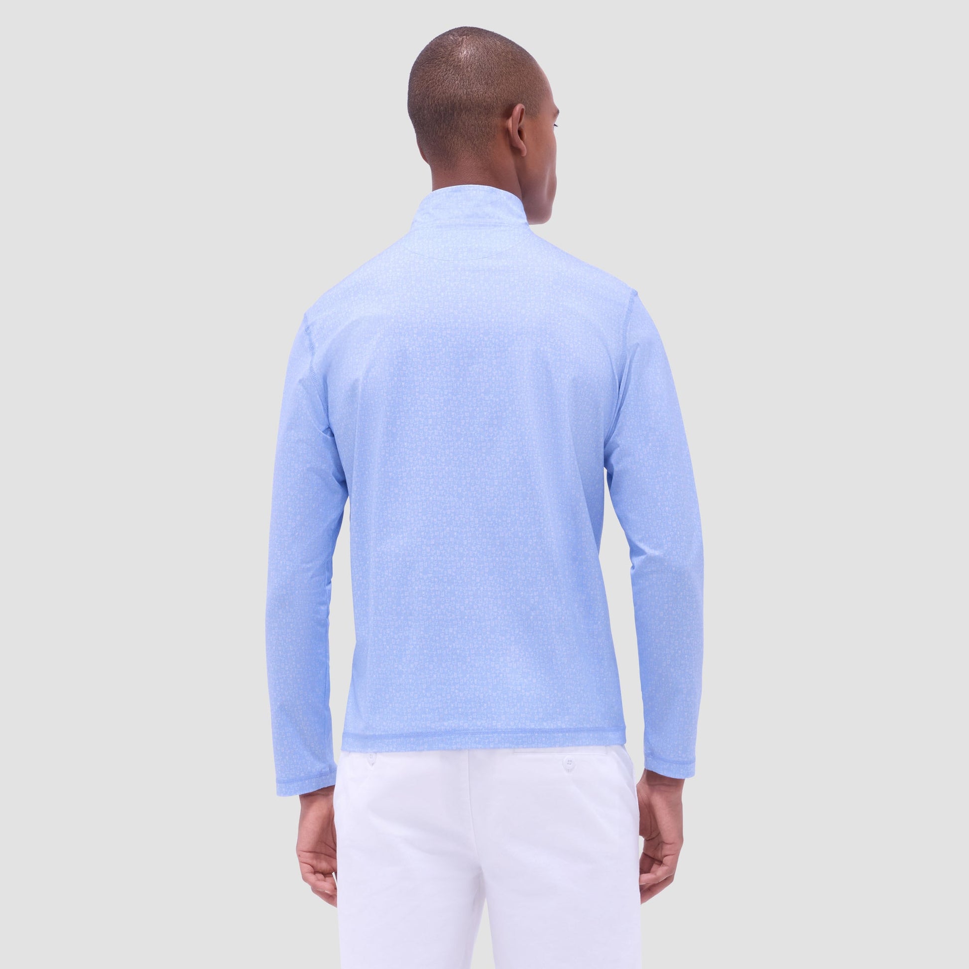 Bugatchi Anthony Cocktail OoohCotton® Quarter-Zip Pullover Air Blue