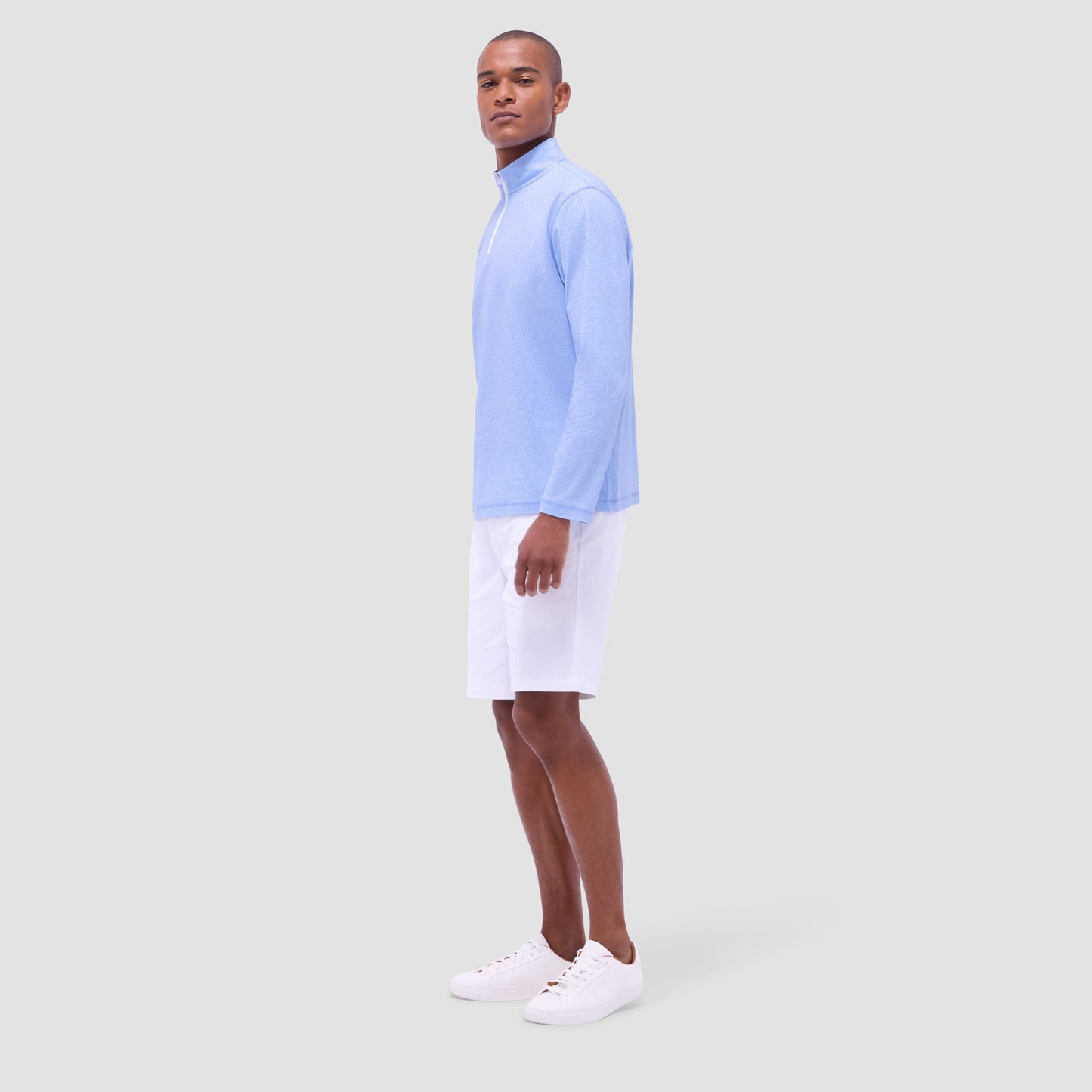 Bugatchi Anthony Cocktail OoohCotton® Quarter-Zip Pullover Air Blue