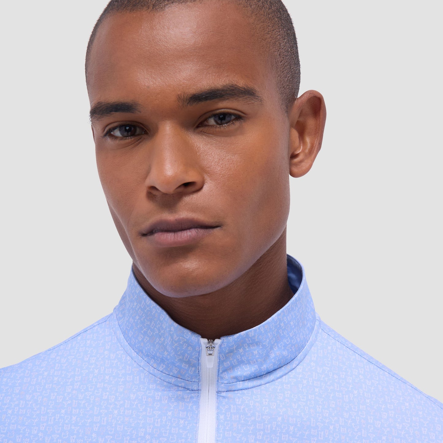 Bugatchi Anthony Cocktail OoohCotton® Quarter-Zip Pullover Air Blue