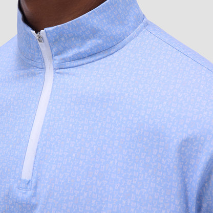 Bugatchi Anthony Cocktail OoohCotton® Quarter-Zip Pullover Air Blue