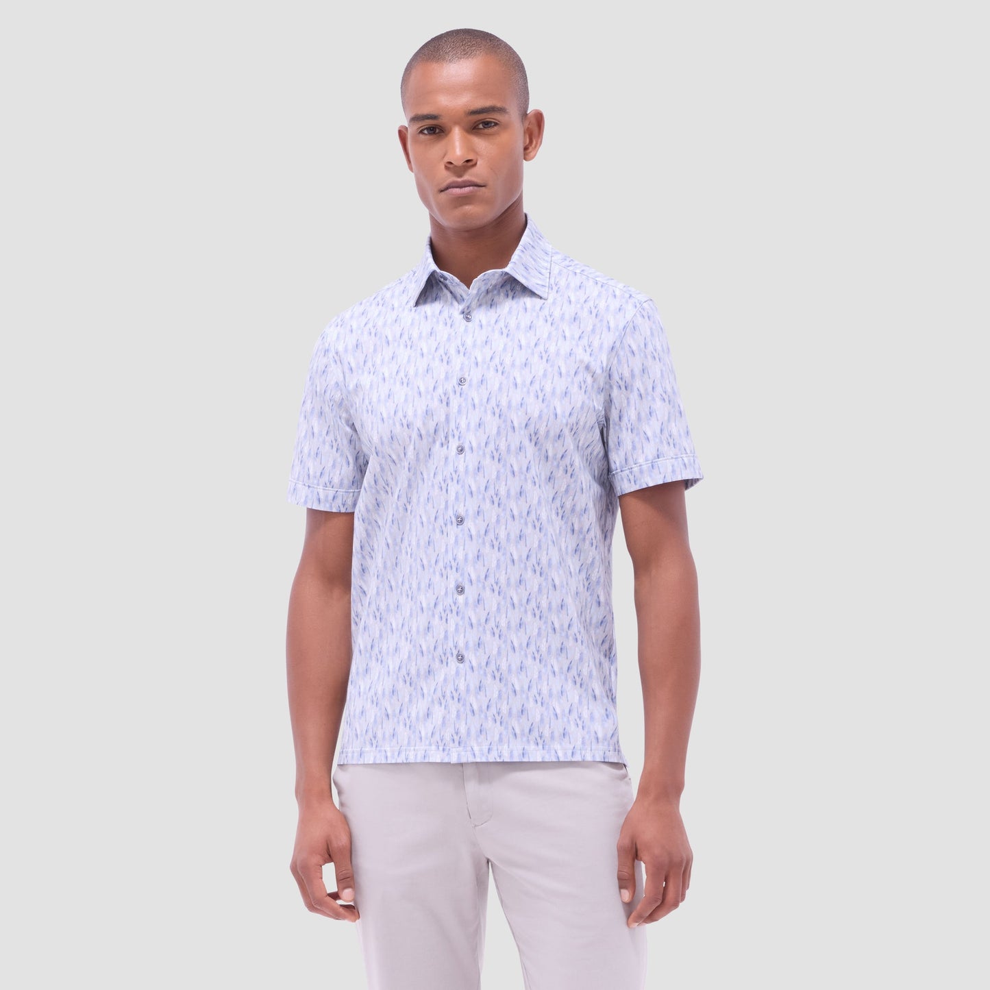 Bugatchi Milo Feather OoohCotton® Short-Sleeve Shirt Sand