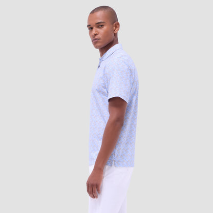 Bugatchi Victor Leaf Print OoohCotton® Polo Shirt Air Blue