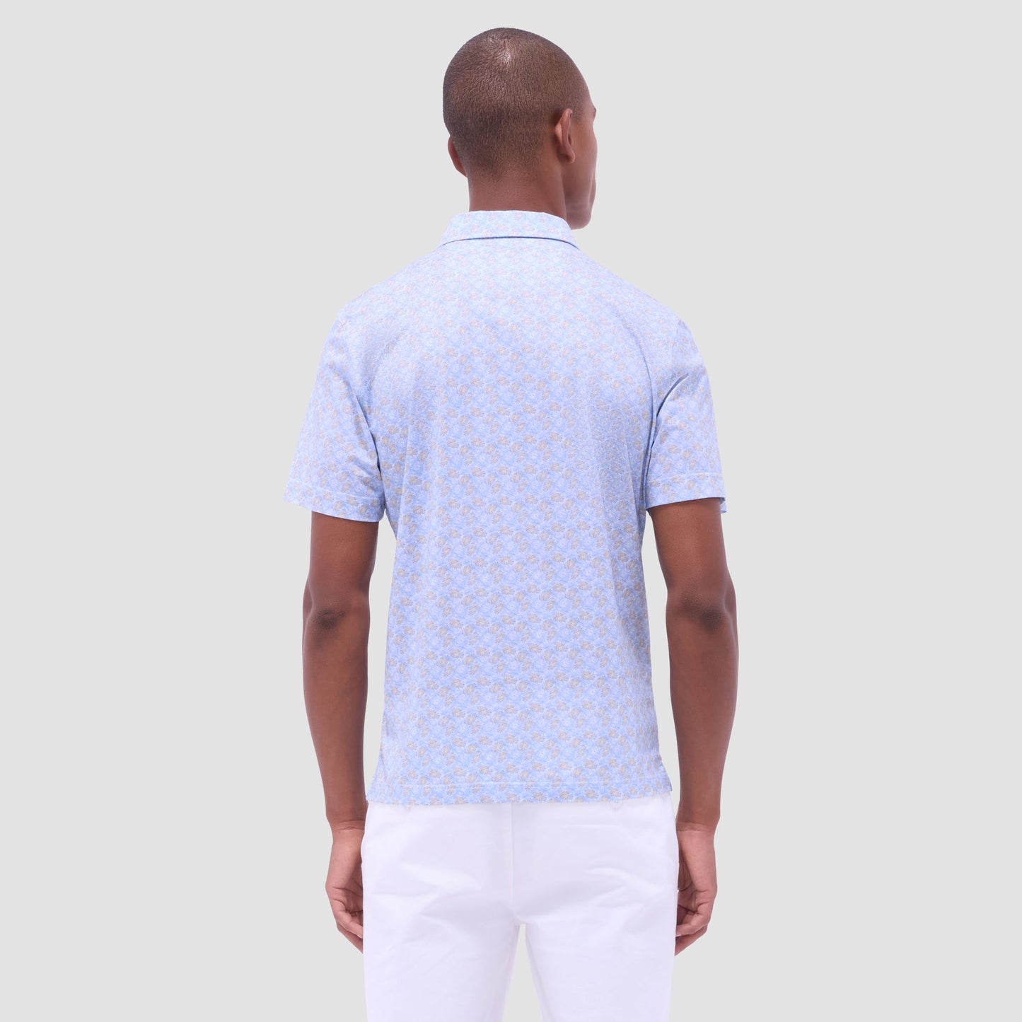Bugatchi Victor Leaf Print OoohCotton® Polo Shirt Air Blue