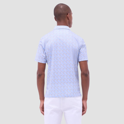 Bugatchi Victor Leaf Print OoohCotton® Polo Shirt Air Blue