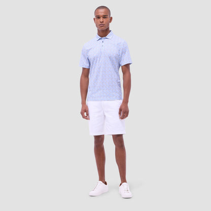 Bugatchi Victor Leaf Print OoohCotton® Polo Shirt Air Blue