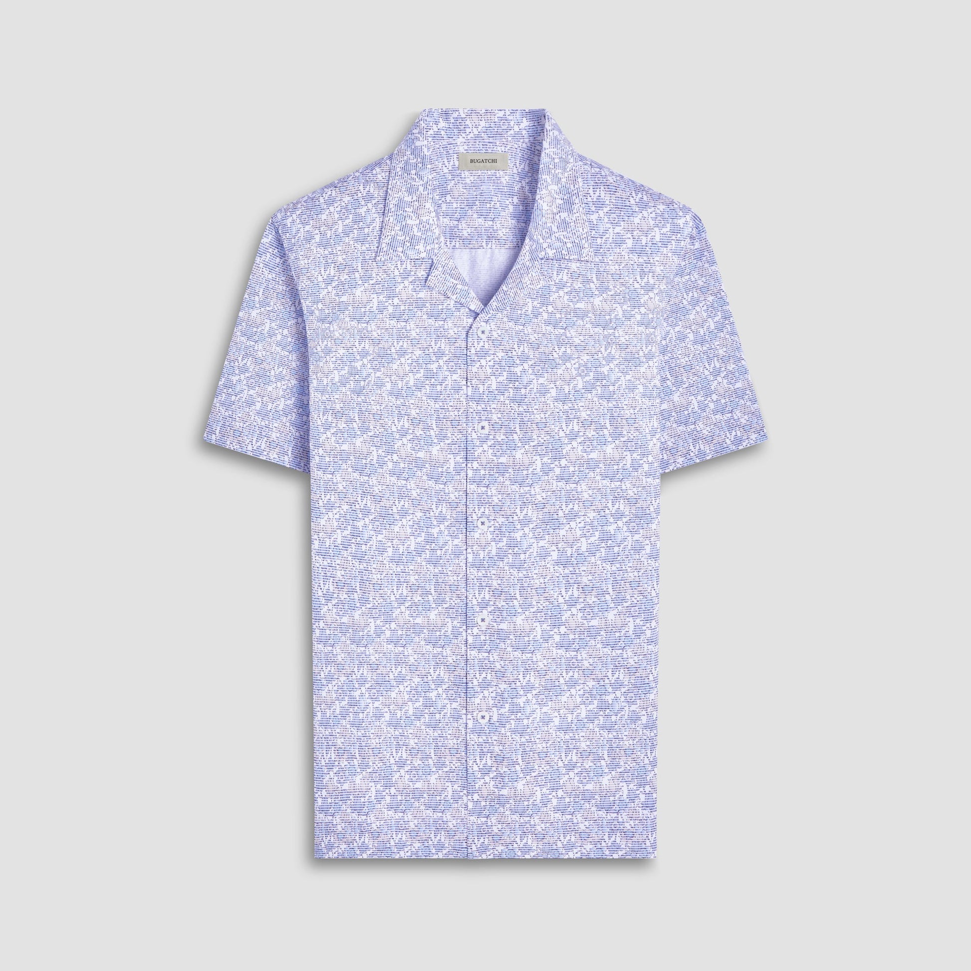 Bugatchi Cole Floral OoohCotton® Short-Sleeve Camp Shirt Classic Blue