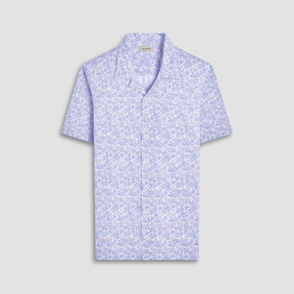 Bugatchi Cole Floral OoohCotton® Short-Sleeve Camp Shirt Classic Blue