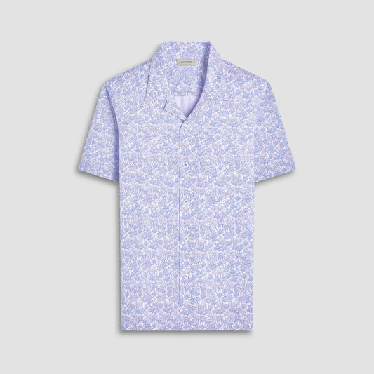 Bugatchi Cole Floral OoohCotton® Short-Sleeve Camp Shirt Classic Blue
