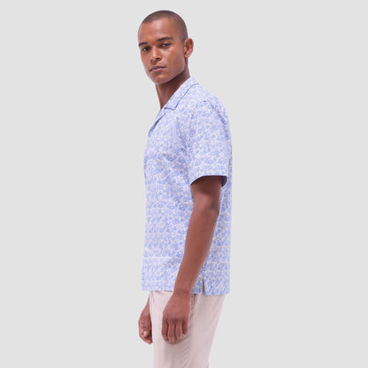Bugatchi Cole Floral OoohCotton® Short-Sleeve Camp Shirt Classic Blue