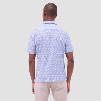Bugatchi Cole Floral OoohCotton® Short-Sleeve Camp Shirt Classic Blue