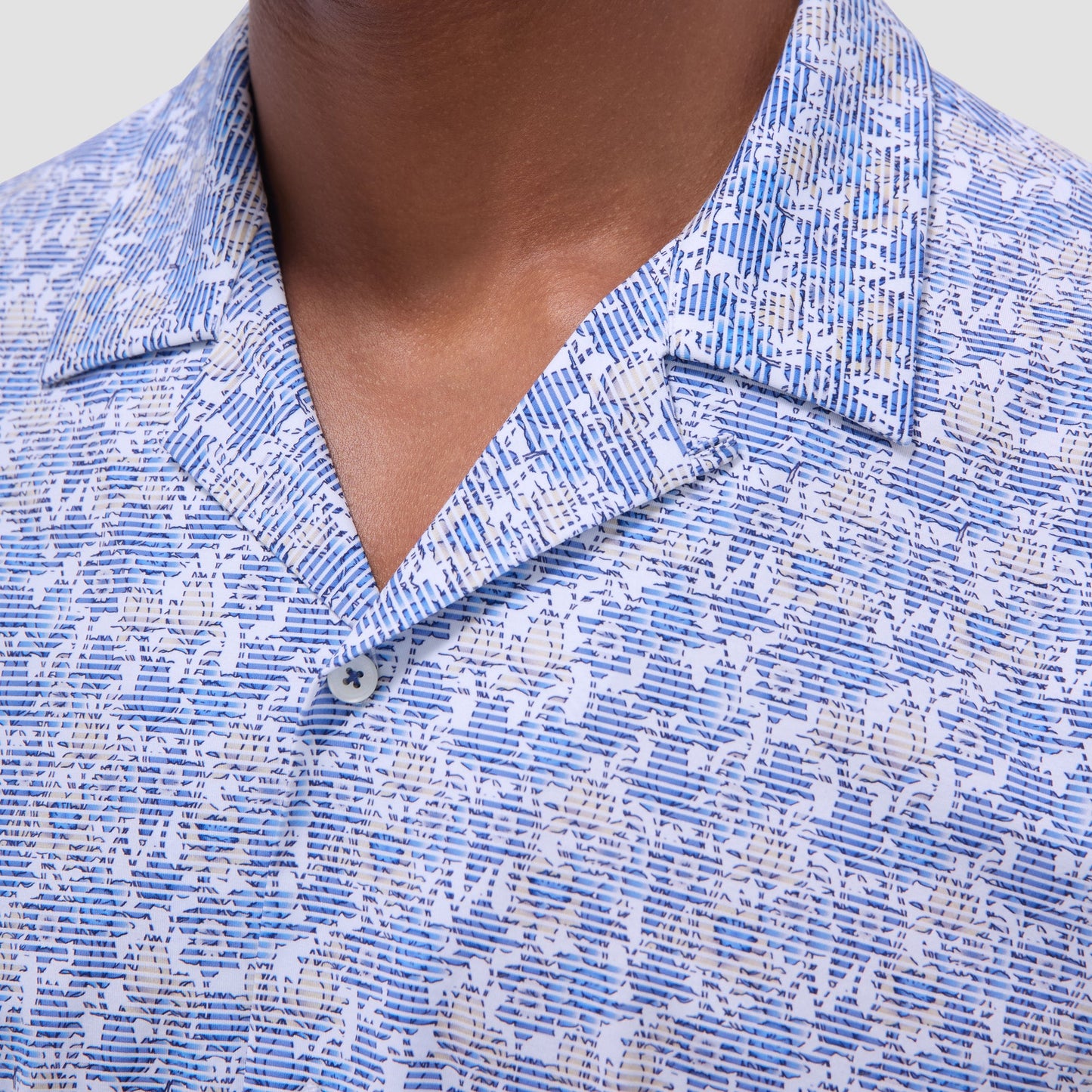 Bugatchi Cole Floral OoohCotton® Short-Sleeve Camp Shirt Classic Blue