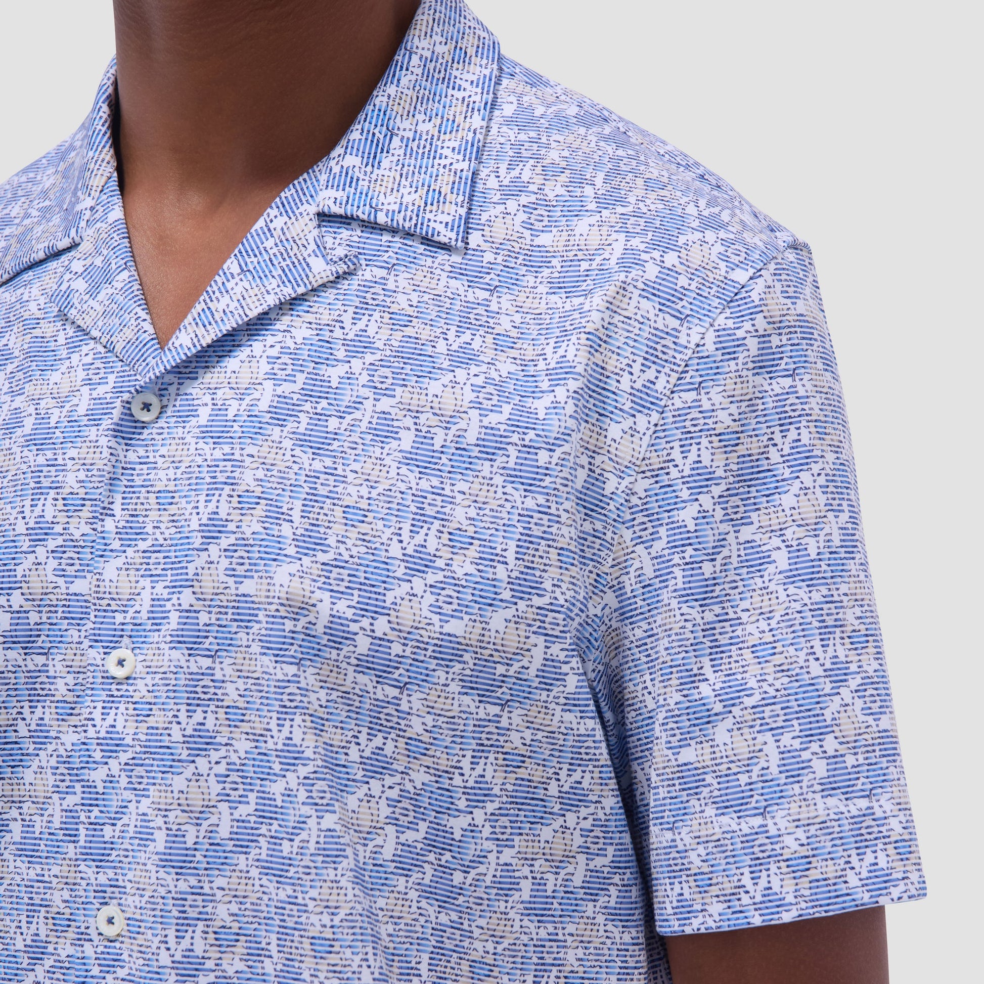 Bugatchi Cole Floral OoohCotton® Short-Sleeve Camp Shirt Classic Blue