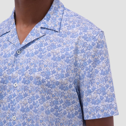 Bugatchi Cole Floral OoohCotton® Short-Sleeve Camp Shirt Classic Blue