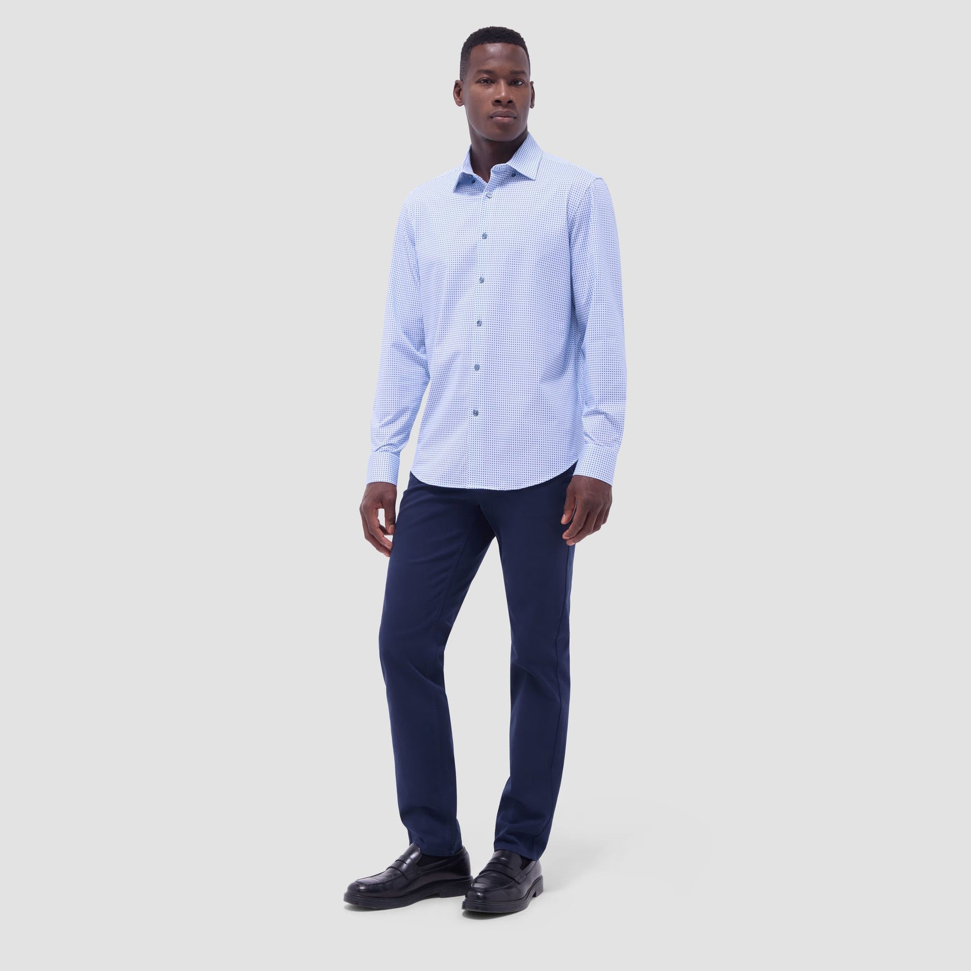Bugatchi Jules Geometric OoohCotton® Shirt Air Blue