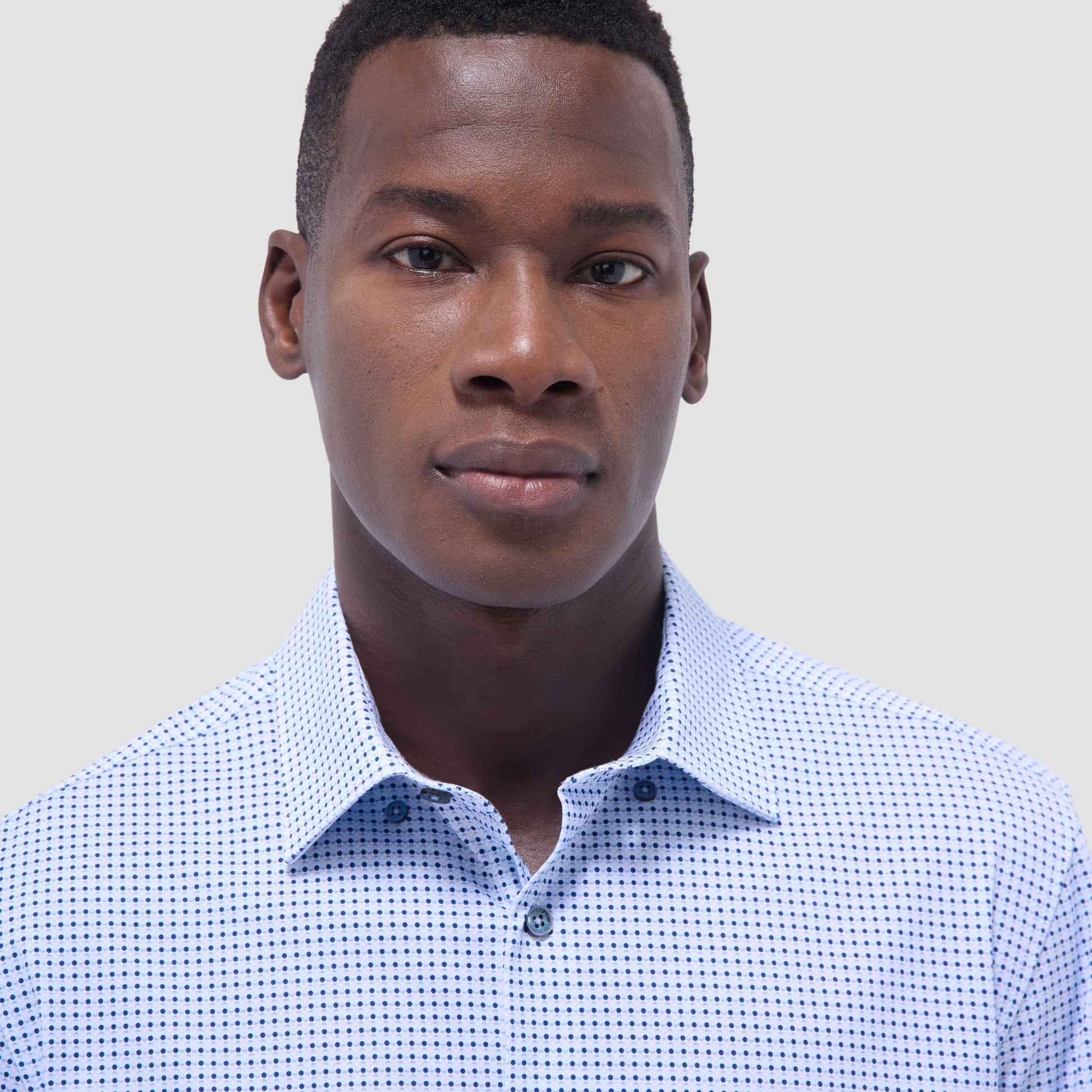 Bugatchi Jules Geometric OoohCotton® Shirt Air Blue