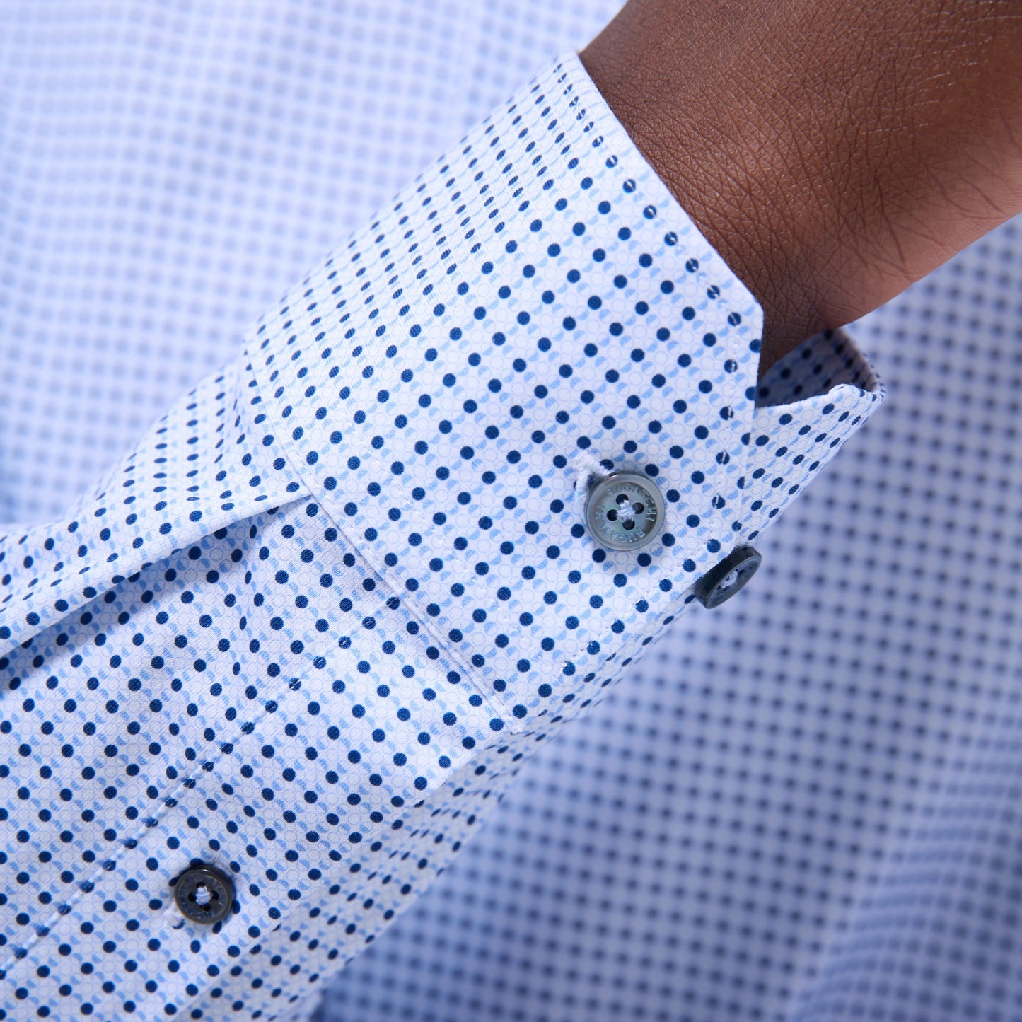 Bugatchi Jules Geometric OoohCotton® Shirt Air Blue