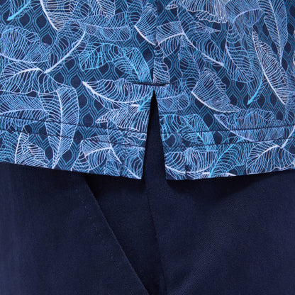 Bugatchi Milo Leaf Print OoohCotton® Short-Sleeve Shirt Night Blue