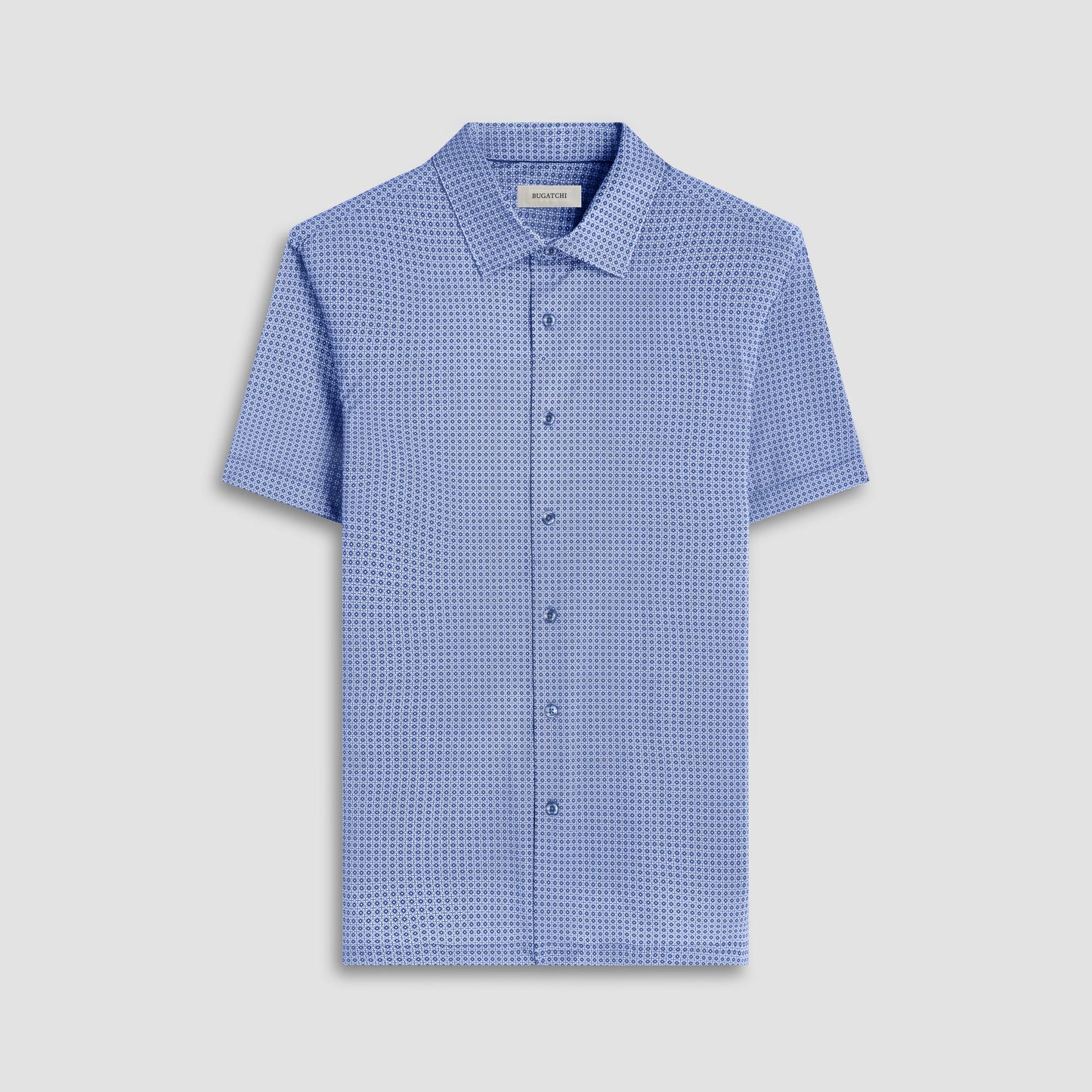 Bugatchi Milo Mosaic OoohCotton® Short-Sleeve Shirt Cobalt