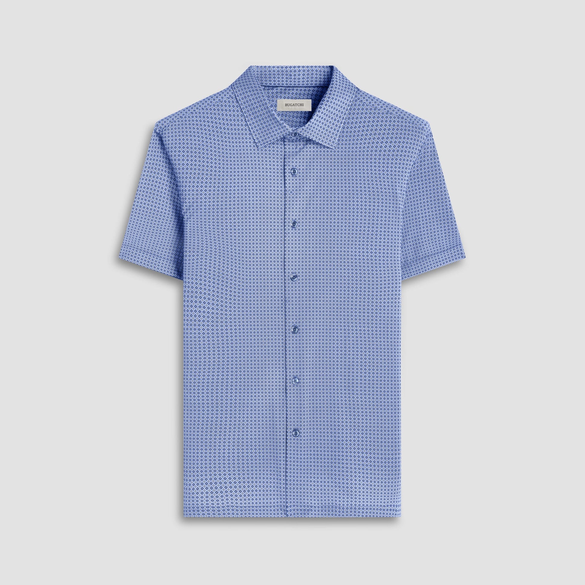 Bugatchi Milo Mosaic OoohCotton® Short-Sleeve Shirt Cobalt