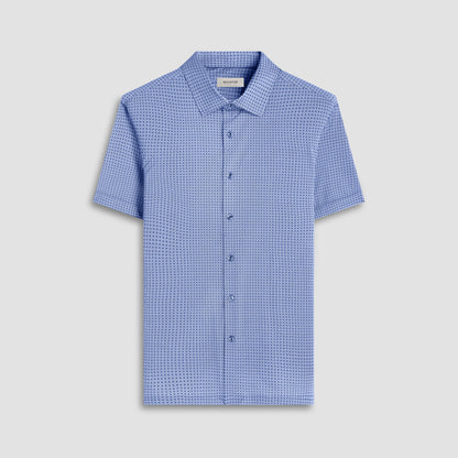 Bugatchi Milo Mosaic OoohCotton® Short-Sleeve Shirt Cobalt