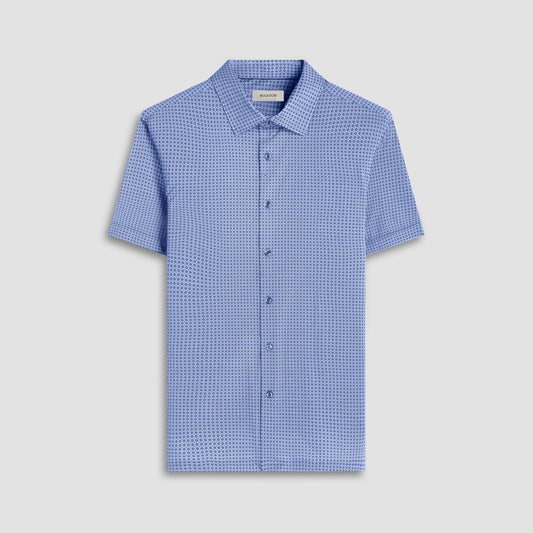 Bugatchi Milo Mosaic OoohCotton® Short-Sleeve Shirt Cobalt
