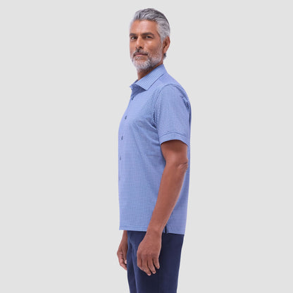 Bugatchi Milo Mosaic OoohCotton® Short-Sleeve Shirt Cobalt