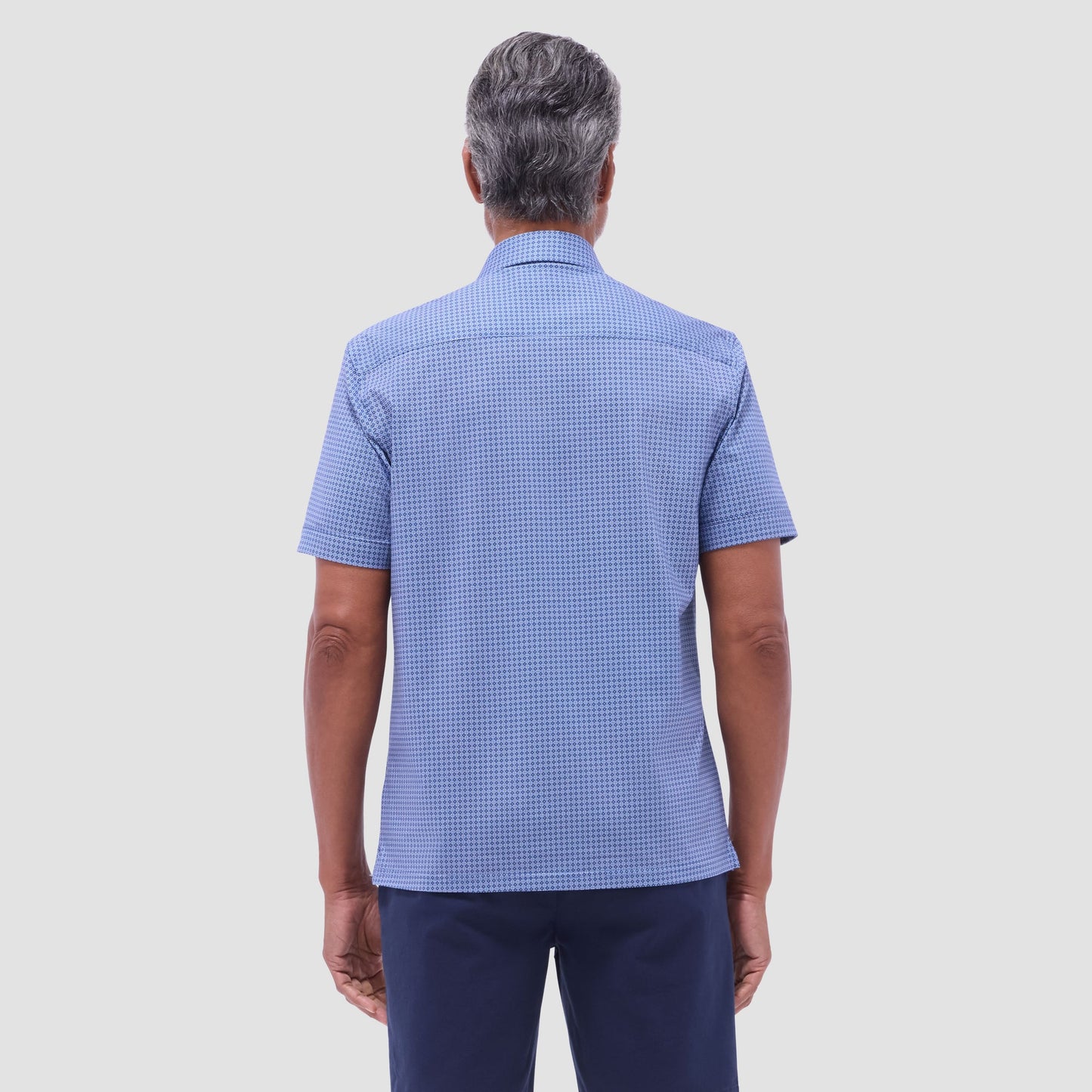 Bugatchi Milo Mosaic OoohCotton® Short-Sleeve Shirt Cobalt