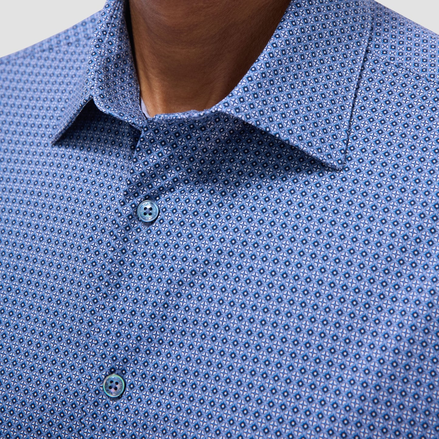 Bugatchi Milo Mosaic OoohCotton® Short-Sleeve Shirt Cobalt