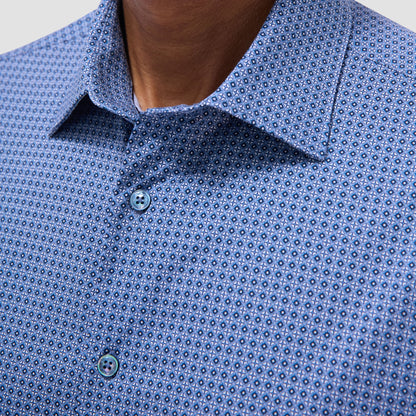 Bugatchi Milo Mosaic OoohCotton® Short-Sleeve Shirt Cobalt