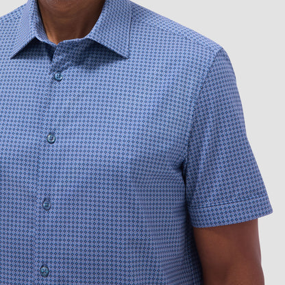 Bugatchi Milo Mosaic OoohCotton® Short-Sleeve Shirt Cobalt
