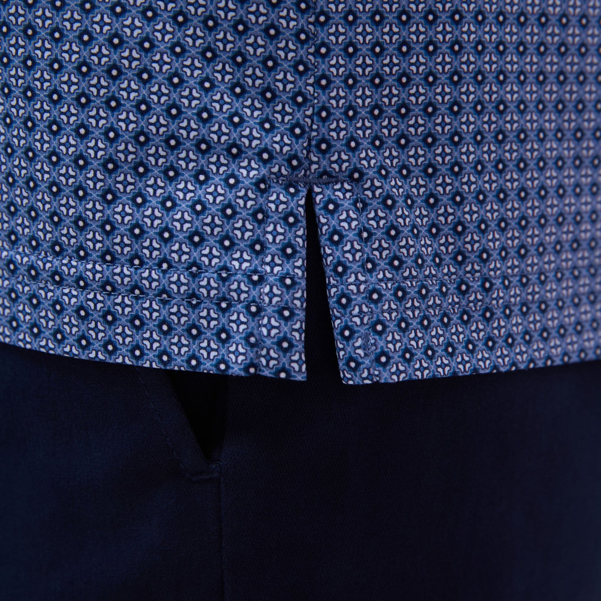 Bugatchi Milo Mosaic OoohCotton® Short-Sleeve Shirt Cobalt